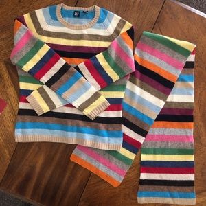 GAP iconic striped 90s vintage sweater w/matching scarf RARE preppy 🌈